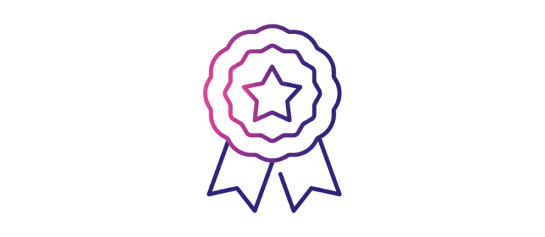 A logo of a rosette to signify runner up or shortlised or commended